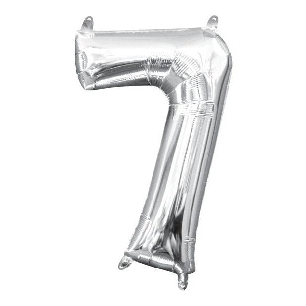 Foil Balloon - Mini Number Silver 7 16 Inch Air-Filled Only