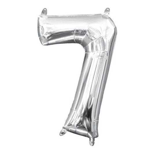 Foil Balloon - Mini Number Silver 7 16 Inch Air-Filled Only