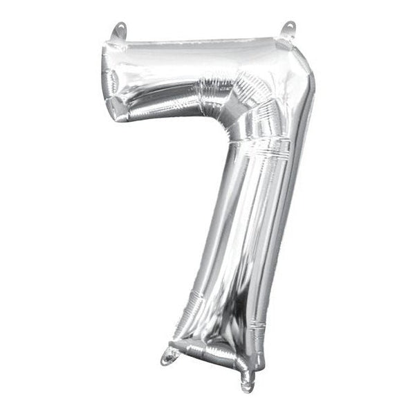 Foil Balloon - Mini Number Silver 7 16 Inch Air-Filled Only