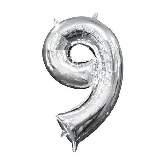 Foil Balloon - Mini Number Silver 9 16 Inch Air-Filled Only