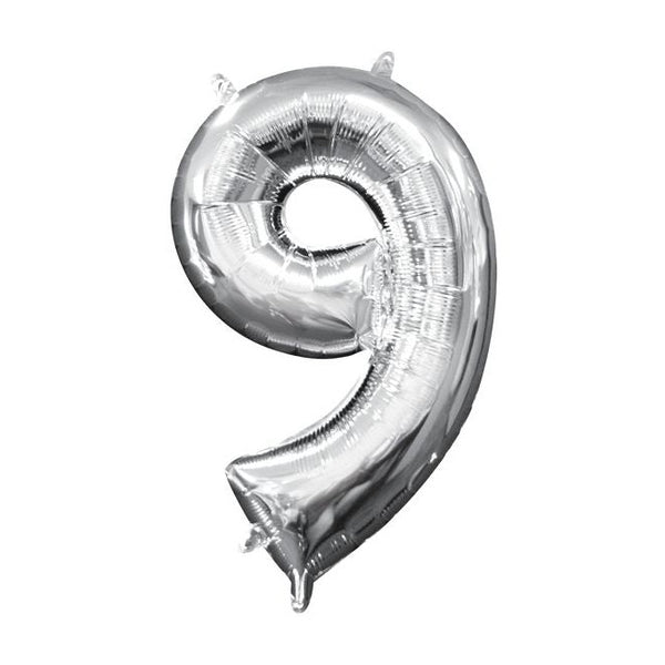 Foil Balloon - Mini Number Silver 9 16 Inch Air-Filled Only