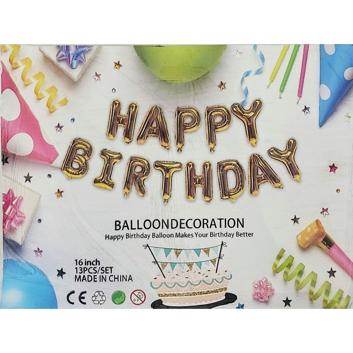 Foil Balloon - Mini Phrase Happy Birthday Gold