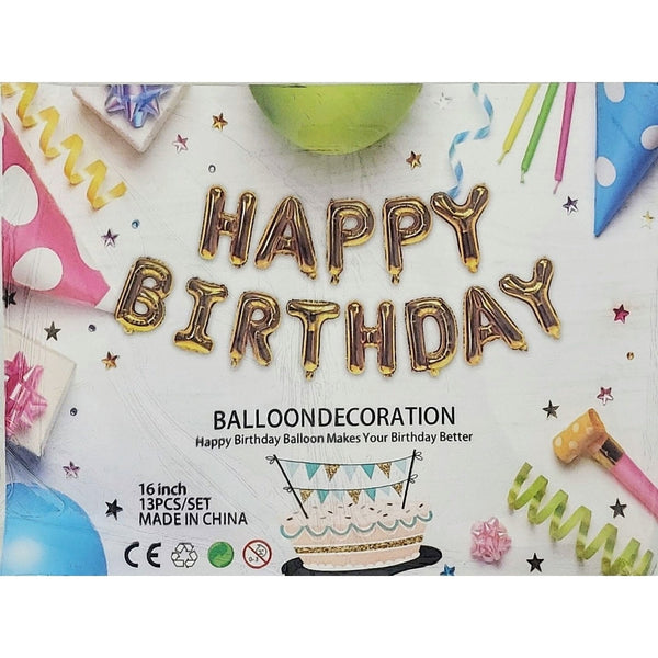 Foil Balloon - Mini Phrase Happy Birthday Gold