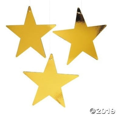 Foil Cutout - 12 Count 12" Star Gold