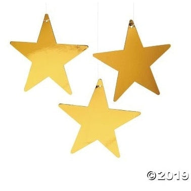 Foil Cutout - 12 Count 9" Star Gold
