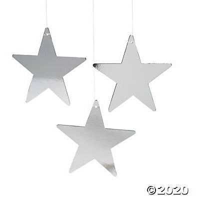 Foil Cutout - 12 Count 9" Star Silver