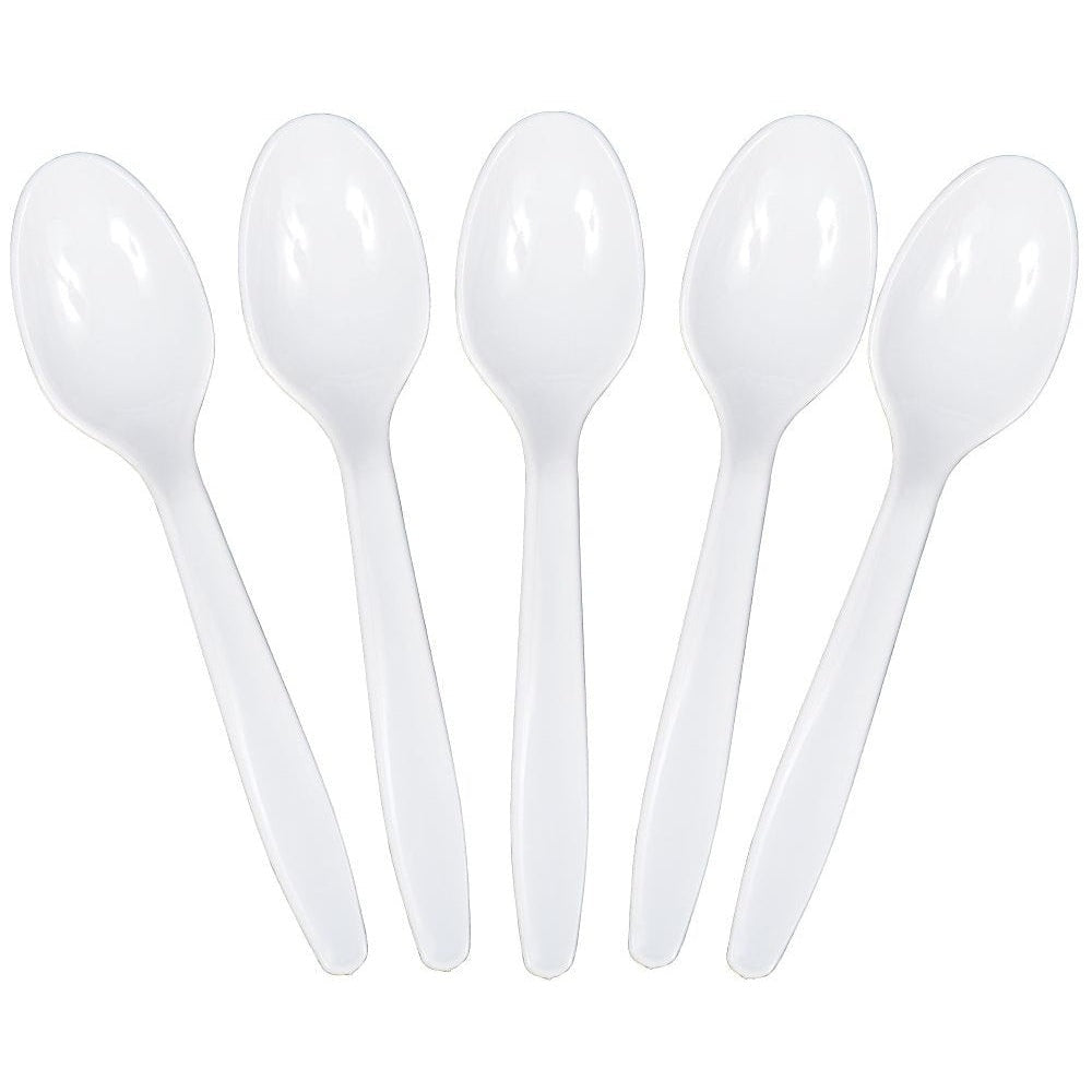 Frosty White Plastic Spoons