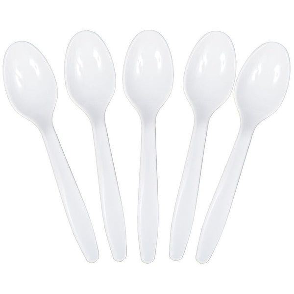 Frosty White Plastic Spoons