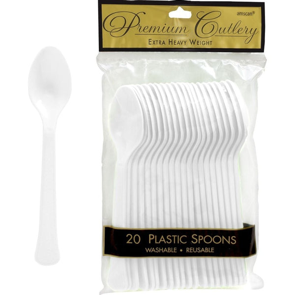 Frosty White Premium Heavy Weight Plastic Spoons