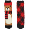Fuzzy Socks- Bear And Plaid, 2 Pack