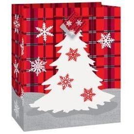 Gift Bag - Medium Xmas Rustic Plaid