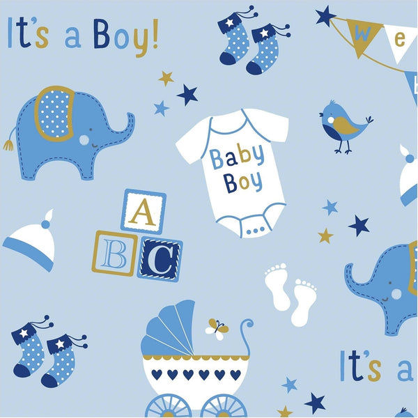 Gift Wrap - Baby Boy Elephant