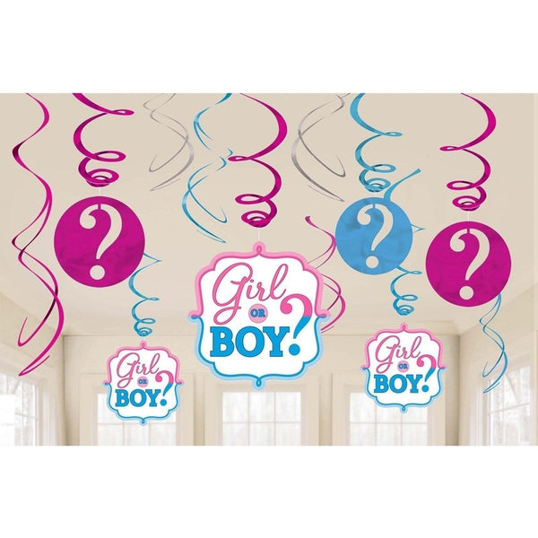 Girl Or Boy? Value Pack Foil Swirl Decorations