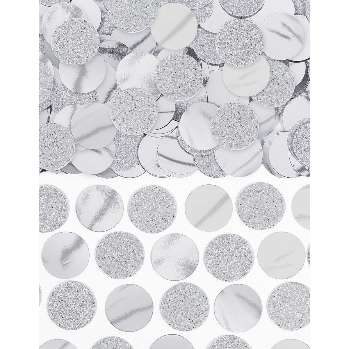 Glitter & Foil Circle Confetti - Silver