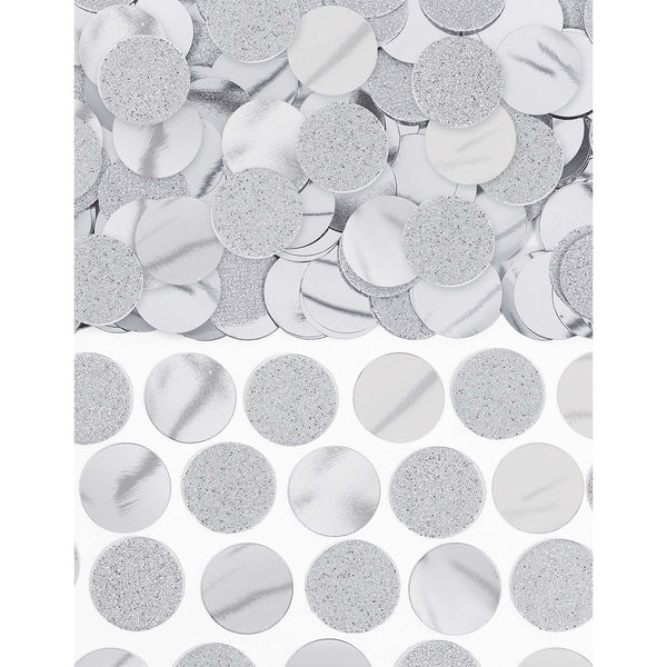 Glitter & Foil Circle Confetti - Silver