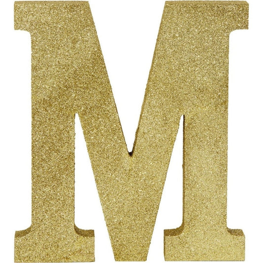 Glitter Gold Letter M Sign