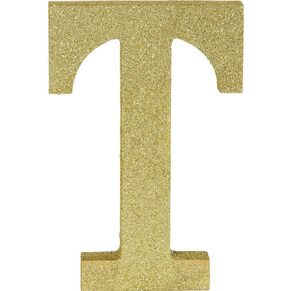 Glitter Gold Letter T Sign