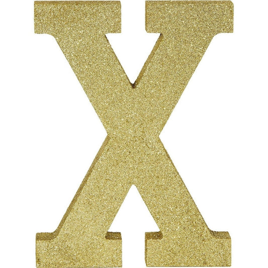 Glitter Gold Letter X Sign