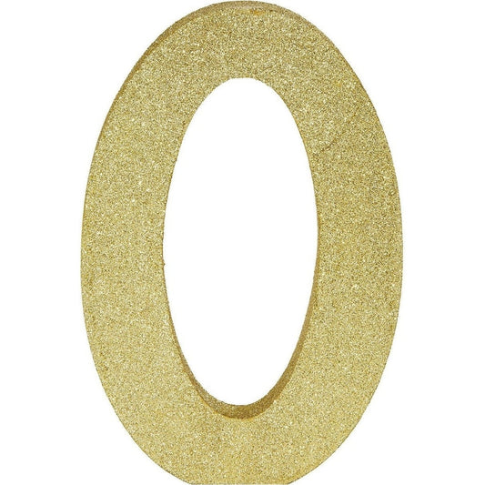 Glitter Gold Number 0 Sign