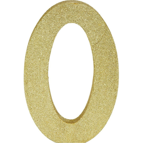 Glitter Gold Number 0 Sign