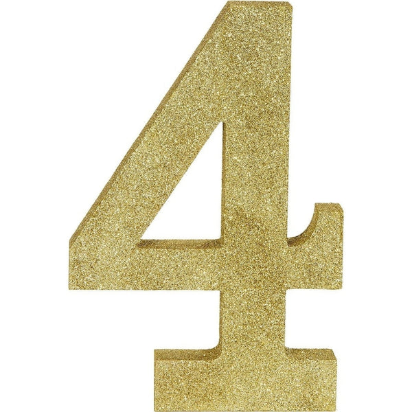 Glitter Gold Number 4 Sign