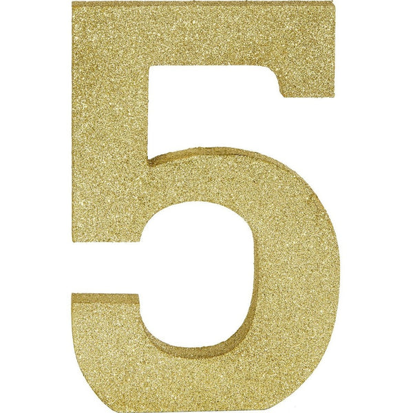 Glitter Gold Number 5 Sign
