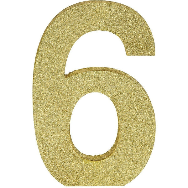 Glitter Gold Number 6 Sign