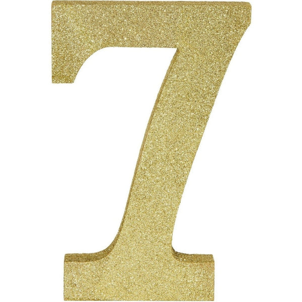 Glitter Gold Number 7 Sign