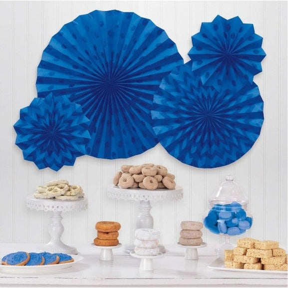 Glitter Paper Fans Bright Royal Blue