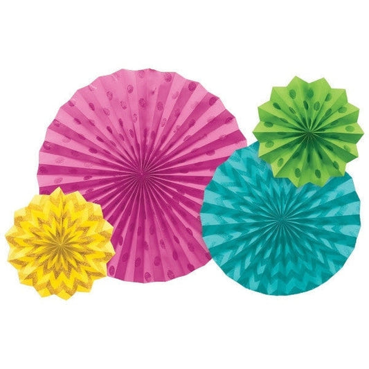 Glitter Paper Fans Multi