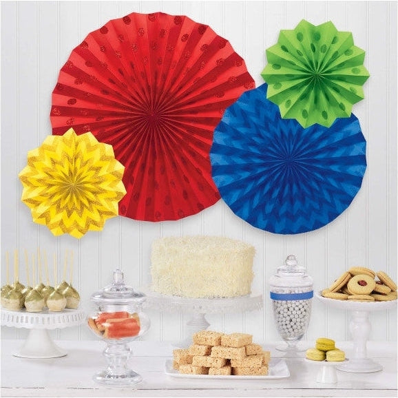 Glitter Paper Fans Rainbow
