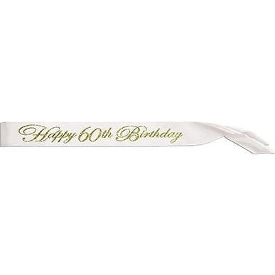 Glittered Happy 60Th Birthday Satin Sash