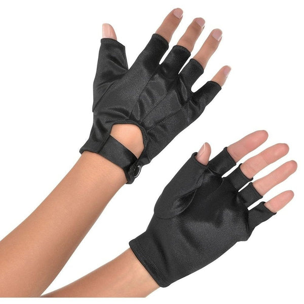 Black Short Fingerless Gloves - Adult
