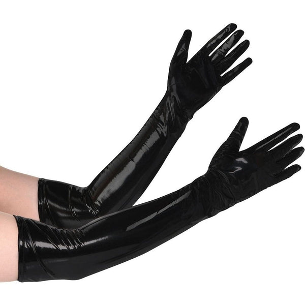 Vnyl Gloves Blck Long
