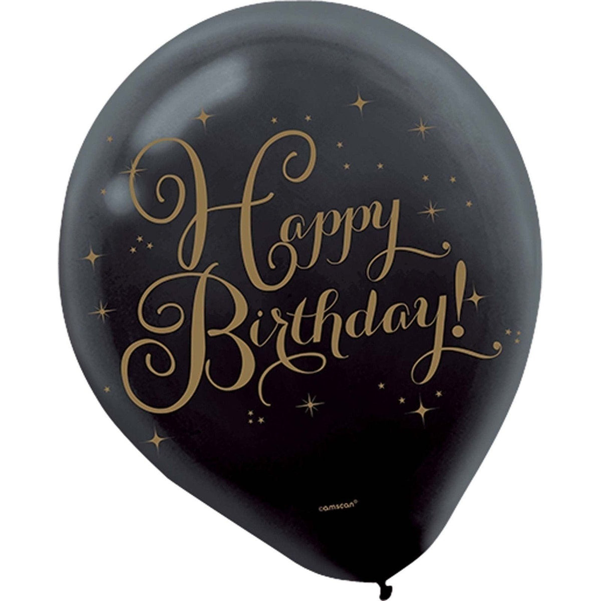 Gold Birthday Printed Latex Balloons, 15 Count.