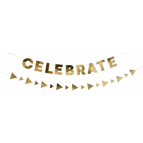 Gold Celebrate Paper Garland Set, 2Pc