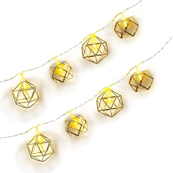 Gold Geo Shape Battery Operated Led String Lights