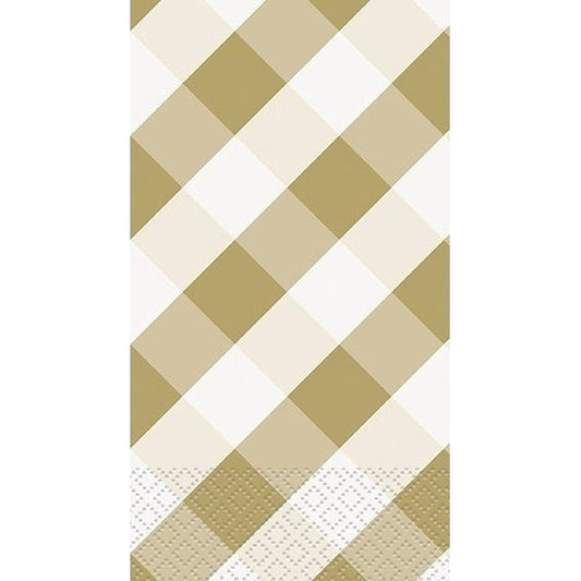 Gold Gingham Guest Towels, 16 Count