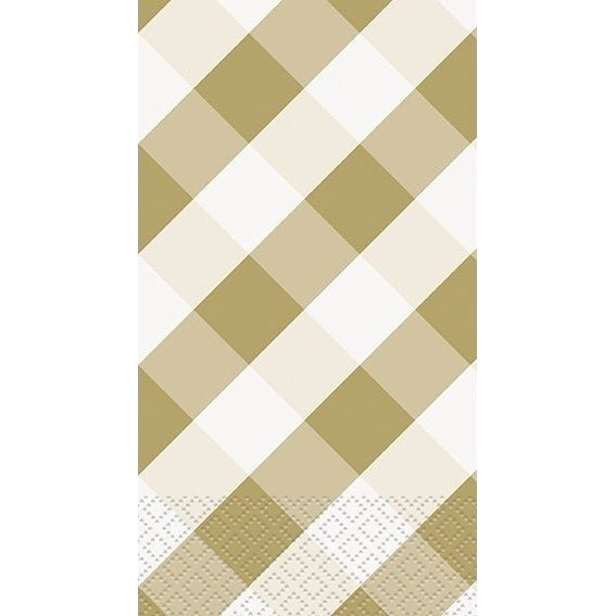 Gold Gingham Guest Towels, 16 Count