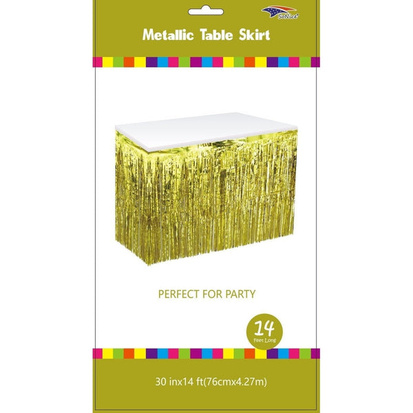 Gold Metallic Fringed Table Skirt