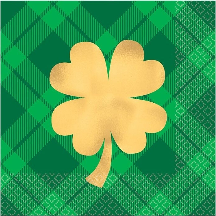 Gold Shamrock Beverage Napkins