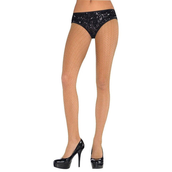 Gold Shimmer Fishnet Stockings - Adult Standard