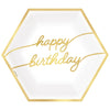Golden Age Birthday Happy Birthday 9" Hexagon Metallic Plates