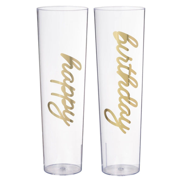 Golden Age Birthday Stemless Champagne Glasses, 9 Oz.