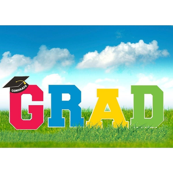 Grad Multicolor Leters Plastic Lawn Yard Stakes