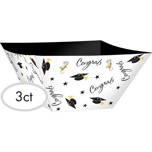 Grad Paper Bowls - Black, Silver, Gold