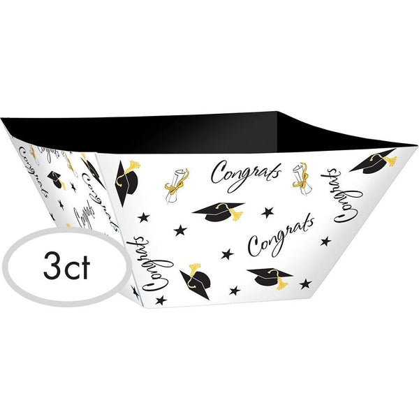 Grad Paper Bowls - Black, Silver, Gold