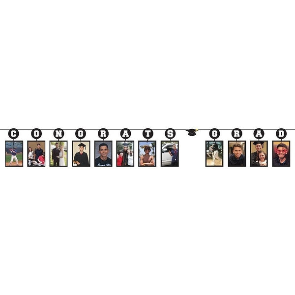 Grad Photo Garland - Black, Silver & Gold