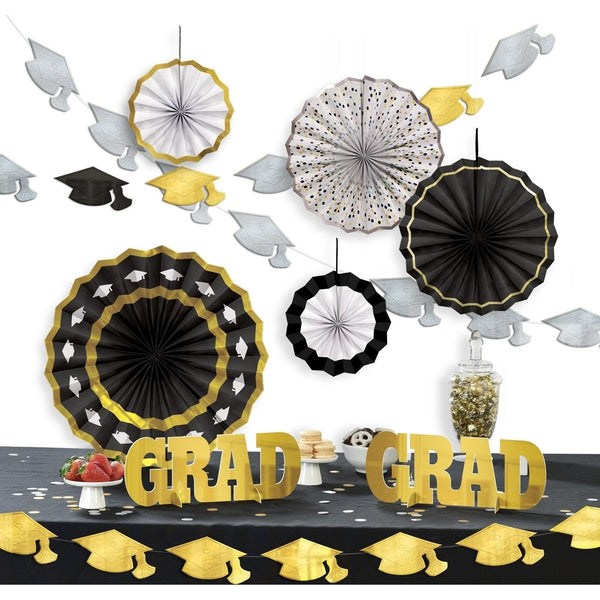Grad Room Decorating Kit - Black, Silver, Gold