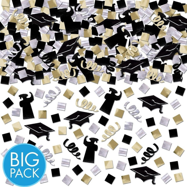Grad Super Mega Value Confetti - Black, Silver & Gold